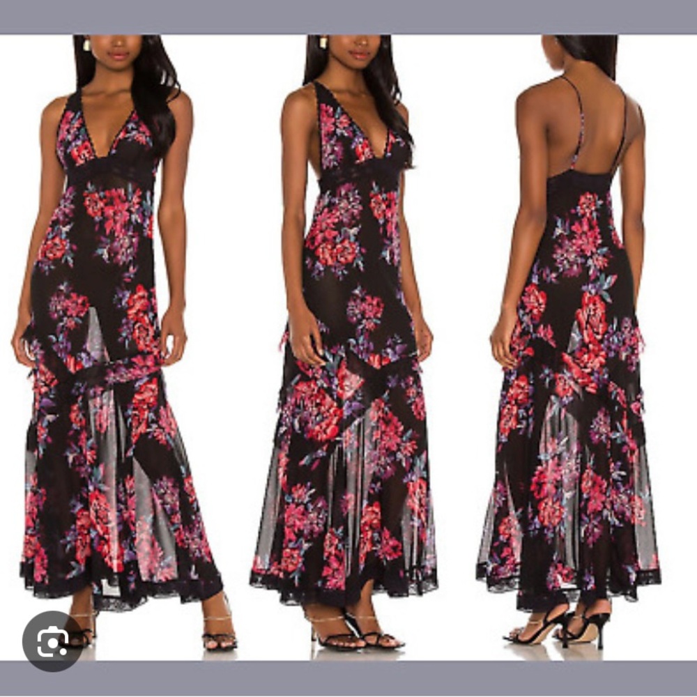 Free People Floral Black Maxi Dress